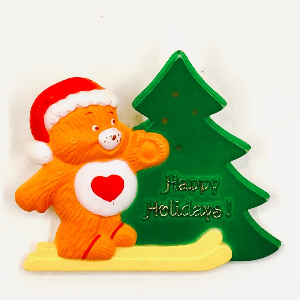 Vintage 1985 Care Bears Tenderheart Bear Christmas Holiday Brooch/Pin